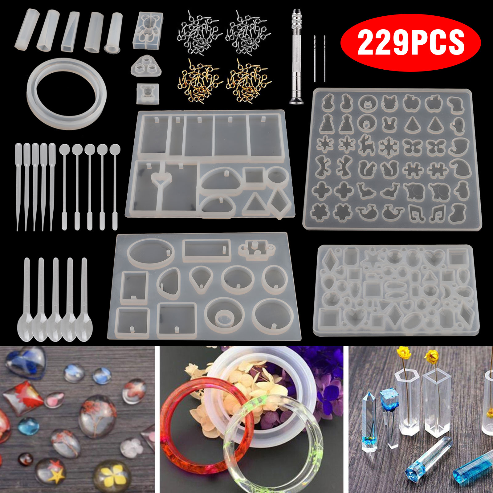 229pcs Silicone Resin Jewelry Molds Kit, EEEkit Silicone Jewelry Casting  Molds for Epoxy Resin & UV Resin, Resin Molds Set for DIY Jewelry Making